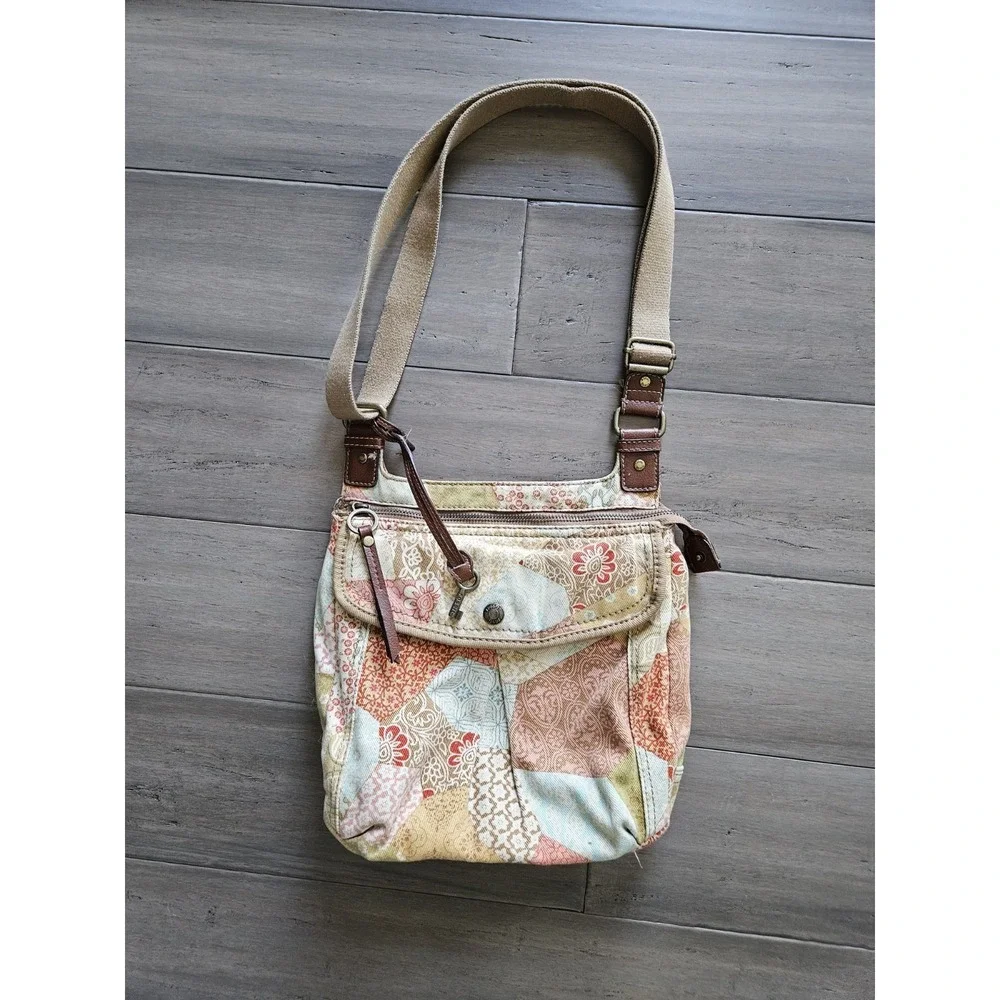 Vintage Fossil Purse Cloth Floral Patchwork Shoulder/Crossbody Bag - Picture 1 of 7